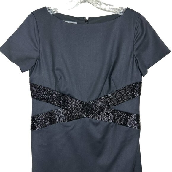 Ann Klein Black Sequioned Stretch Business Dress 4 - Picture 2 of 12